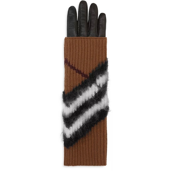 Burberry Chevron Check Overlay Fingerless Knit Gloves | Rare Find - Picture 3 of 12